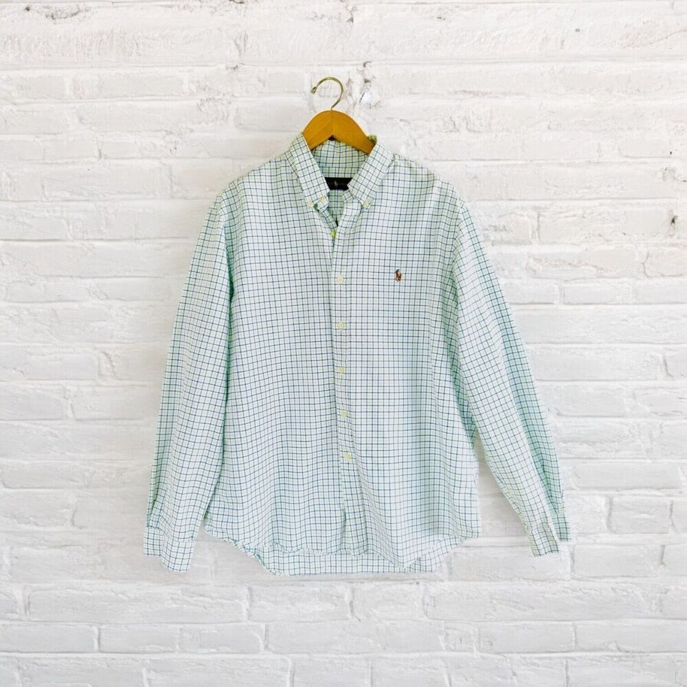 Ralph Lauren Mens Plaid Button Down Shirt White Size XL Summer Casual Office